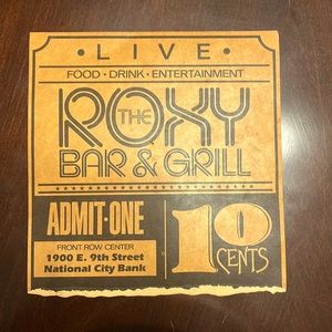 The Roxy Bar&Grill, Cleveland,OH,cardboard original; menu/advertisement, vintage